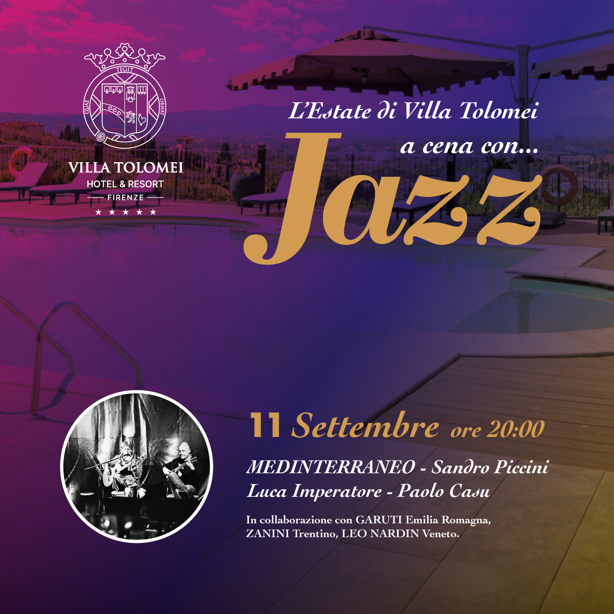 A cena con...Jazz! 11 Settembre @Villa Tolomei