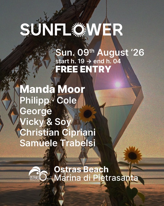 Sunflower 09 Agosto 2026 @ Ostras Beach - Versilia